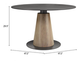 Renny Round Black and Walnut Dining Table