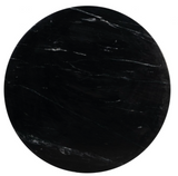 Kuko Black Marble Dining Table and Mango Wood Round Dining Table