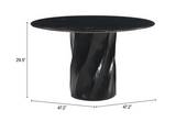 Kuko Black Marble Dining Table and Mango Wood Round Dining Table