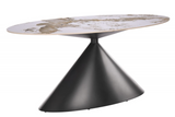 Armada Oval Faux Marble Dining Table with Steel Base