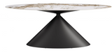 Armada Oval Faux Marble Dining Table with Steel Base