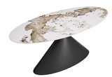 Armada Oval Faux Marble Dining Table with Steel Base