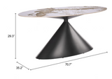 Armada Oval Faux Marble Dining Table with Steel Base