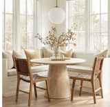 Leno Faux Travertine Round Dining Table