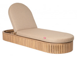 Shakina Oval Outdoor Adjustable Chaise Lounger With Acacia Wood Frame