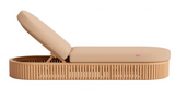 Shakina Oval Outdoor Adjustable Chaise Lounger With Acacia Wood Frame