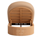Shakina Oval Outdoor Adjustable Chaise Lounger With Acacia Wood Frame