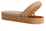 Shakina Oval Outdoor Adjustable Chaise Lounger With Acacia Wood Frame