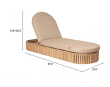 Shakina Oval Outdoor Adjustable Chaise Lounger With Acacia Wood Frame