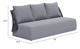 Mick Armless Outdoor Sofa Gray with Trellis Style Back