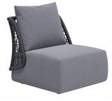 Mick Armless Outdoor Chair Gray with Trellis Style Back