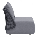 Mick Armless Outdoor Chair Gray with Trellis Style Back
