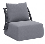 Mick Armless Outdoor Chair Gray with Trellis Style Back