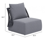 Mick Armless Outdoor Chair Gray with Trellis Style Back
