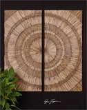 natural wood chips with a burnished wash are used to create this stylish wall art