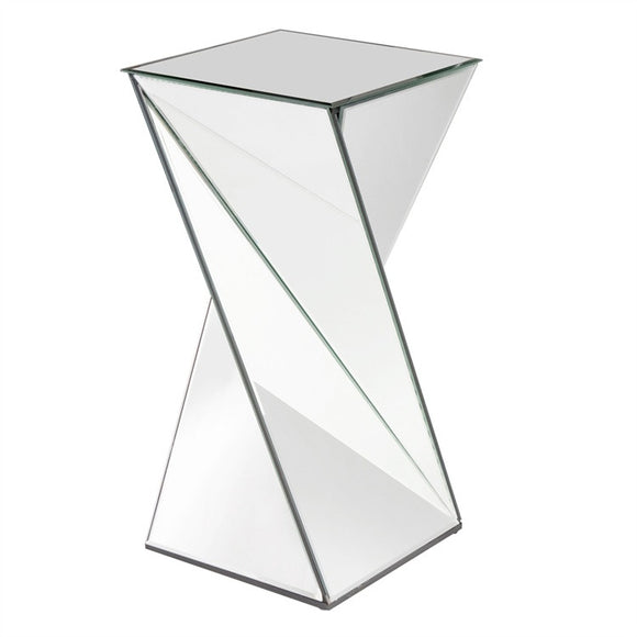Twist Mirrored Accent Table, Contemporary accent table, mirrored pedestal 