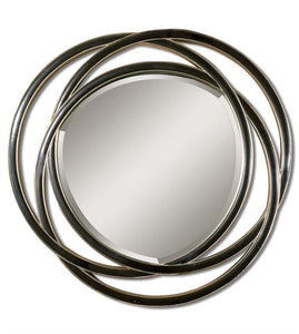 Crossing Circles Black and Silver Mirror