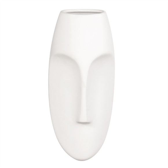 Humanistic Modern Wall Vase, modern wall sconce, face sculpture, white face 