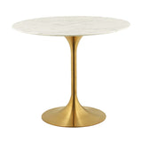 Classico Round or Oval Modern Marble Dining Table With Gold Base