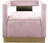 Boxy Modern Chair Cream With Gold Accents