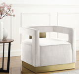 Boxy Modern Chair Cream With Gold Accents