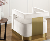 Boxy Modern Chair Cream With Gold Accents