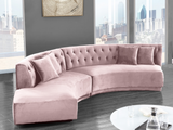 Curvy Modern 2 pc Sectional Sofa Pink