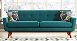 Ronald Mid Century Modern Sofa Blue
