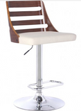 Stan Barstool in Chrome finish with Walnut wood and Cream Faux Leather