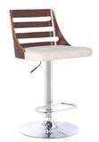 Stan Barstool in Chrome finish with Walnut wood and Cream Faux Leather