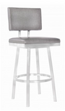 Bebe 26” Counter Height Barstool in Brushed Stainless Steel and Vintage Grey Faux Leather