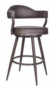 Josie 26" Counter Height Barstool in Brown Powder Coated Finish and Vintage Brown Faux Leather