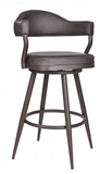 Josie 30" Bar Height Barstool in Brown Powder Coated Finish and Vintage Brown Faux Leather