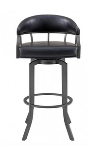 Edwin Swivel 26" Mineral Finish and Black Faux Leather Bar Stool