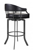 Edwin Swivel 30" Mineral Finish and Black Faux Leather Bar Stool