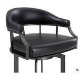 Edwin Swivel 26" Mineral Finish and Black Faux Leather Bar Stool