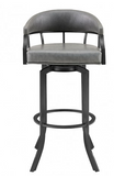Edwin Swivel 26" Mineral Finish and Grey Faux Leather Bar Stool