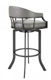Edwin Swivel 30" Mineral Finish and Grey Faux Leather Bar Stool