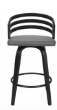 JD Contemporary 26" Counter Height Swivel Barstool in Black Brush Wood Finish and Grey Faux Leathe
