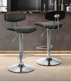 Erica Adjustable Gray Faux Leather Swivel Barstool with Chrome Base