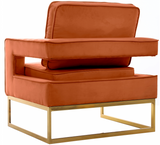 Helena Velvet Modern Accent Chair Orange