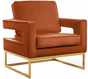 Helena Velvet Modern Accent Chair Orange