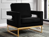 Helena Velvet Modern Accent Chair Black