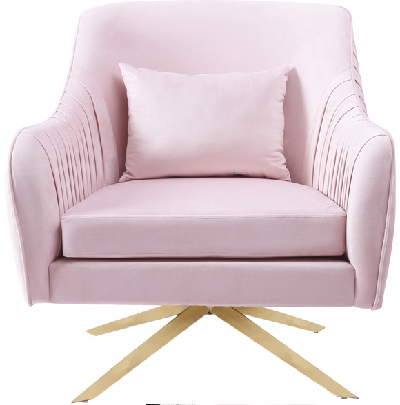 Pleat Modern Swivel Chair Pink