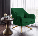 Pleat Modern Swivel Chair Green