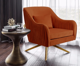 Pleat Modern Swivel Chair Orange
