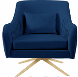Pleat Modern Swivel Chair Navy Blue