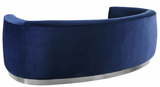The Shell Curved Loveseat Navy Blue/Silver