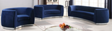 The Shell Curved Loveseat Navy Blue/Silver