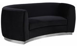 The Shell Curved Loveseat Navy/Silver